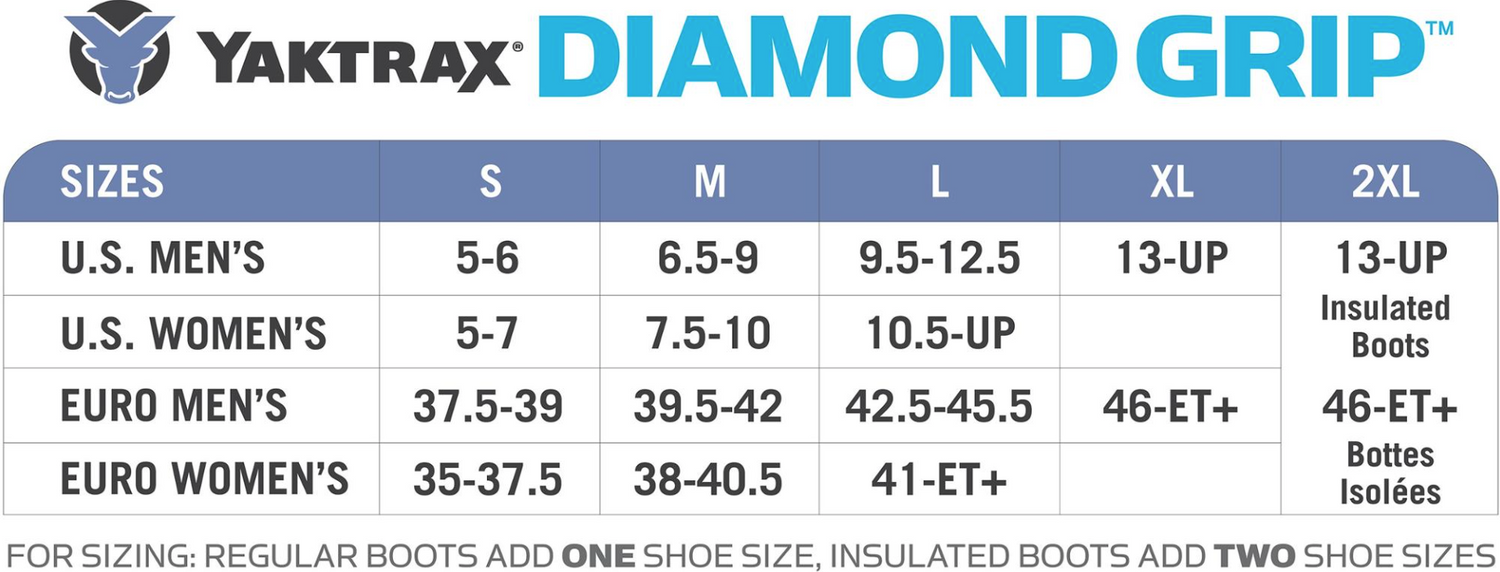 Crampons Yaktrax Diamond Grip - Plein Air Entrepôt