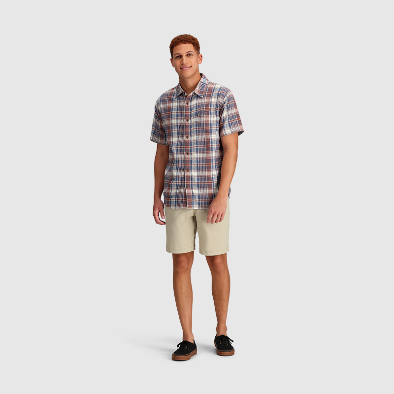 Chemise OR Weisse Carreaux Manches courtes Hommes - Plein Air Entrepôt