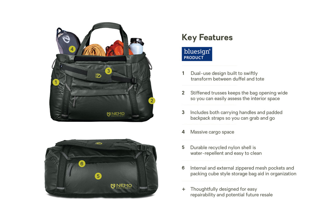 Sac de sport Nemo convertible Double Haul™ 55L - Plein air Entrepôt