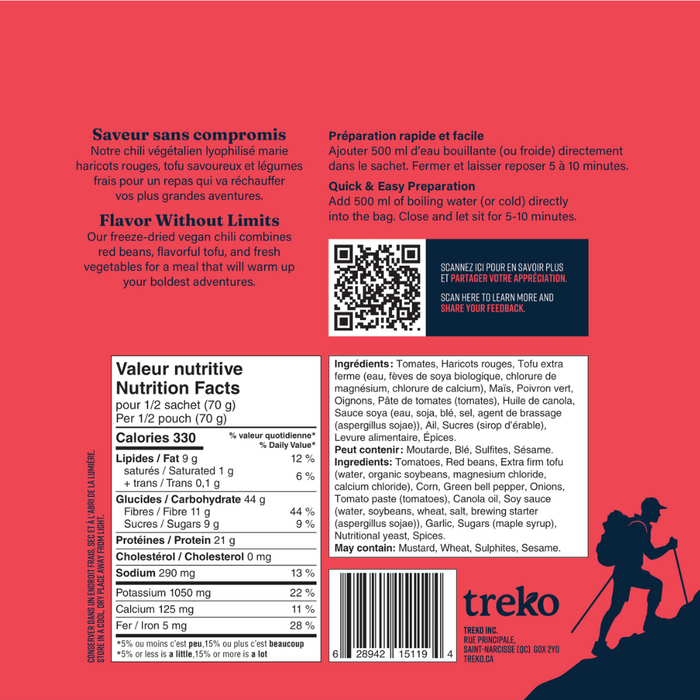 Repas Treko Chili sans Limite - Plein air Entrepôt