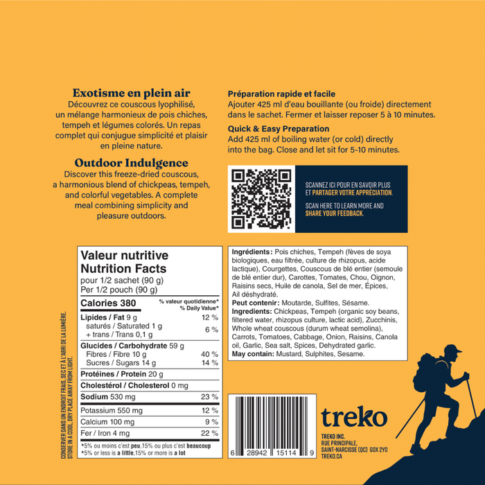 Repas Treko Couscous Aventurier - Plein air Entrepôt