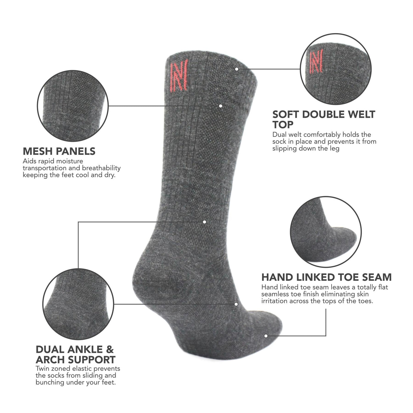 Bas Norfolk Crew Length Lightweight Mérinos Paquet de 2 - Plein Air Entrepôt