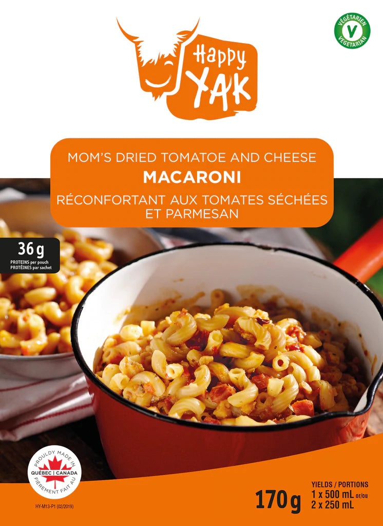 Happy Yak Macaroni Réconfortant aux Tomates Séchées et Parmesan (Végétarien) - Plein Air Entrepôt